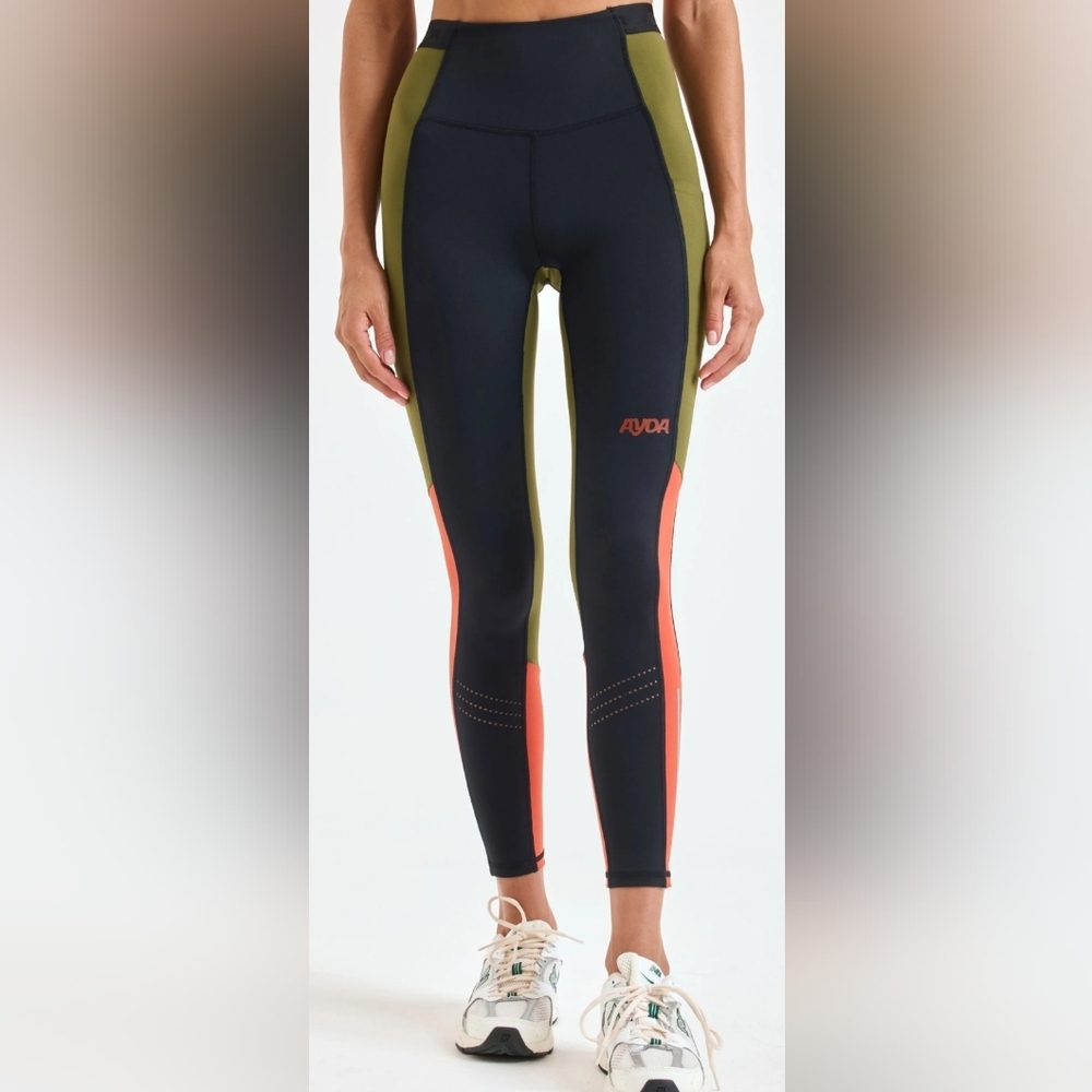 Ayda Athletic Leggings-Black, Orange, Olive